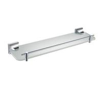 Heritage Chancery Gloss Polished Chrome Effect Glass Wall-Mounted Bathroom Shelf (D)12.8Cm (H)5.5Cm (L)12.8Cm