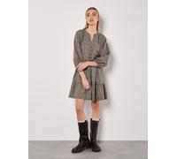 Heritage Check Ruffle Hem Mini Dress Apricot Grey 10