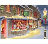 Heritage Christmas Craft Toy Shop Counted Cross Stitch Kit - AIDA