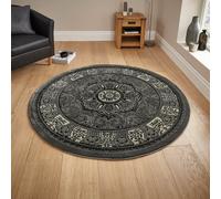 Heritage Circular Rugs 4400 in Grey Traditional Soft Powerloomed Mats 150x150cm