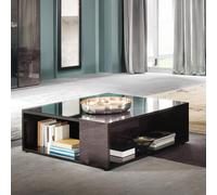 Heritage Coffee Table - Square - Glass Top - Dark Velvet Birch High Gloss