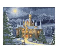 Heritage Crafts John Clayton Cross Stitch Kit - Christmas Fairytale Castle - 14ct Aida