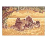 Heritage counted cross stitch kit evenweave fabric "Lions (L)", PGLI618-E, 32x22