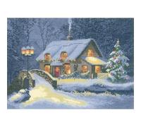 Heritage Crafts 14 count aida John Clayton Scenes Christmas Cottage Counted Cross Stitch Kit