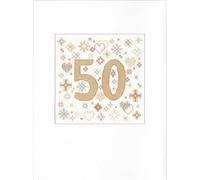 Heritage Crafts 50th Wedding Anniversary/Birthday Card Cross Stitch Kit