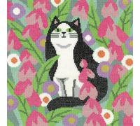 Heritage Crafts Aida Black and White Cat Counted Cross Stitch Kit