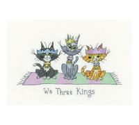 Heritage Crafts Christmas Cats Cross Stitch Kit - We Three Kings - Peter Underhill - 14 Count Aida