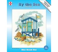 Heritage Crafts Counted Cross Stitch Kit - Blue Beach Hut (AIDA) - Karen Carter