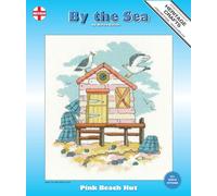 Heritage Crafts Counted Cross Stitch Kit - Pink Beach Hut (AIDA) - Karen Carter
