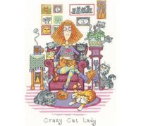 Heritage Crafts Crazy Cat Lady Cross Stitch Kit
