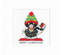 Heritage Crafts Cross Stitch Card Kit - Black Cat Christmas Lights - Counted Cross Stitch Christmas Card Kit