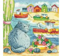 Heritage Crafts Cross Stitch Kit - by The Sea - Beach View (Aida)