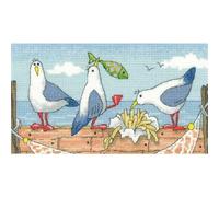 Heritage Crafts Cross Stitch Kit - By The Sea - Fish 'n' Chips,20 x 11 cm