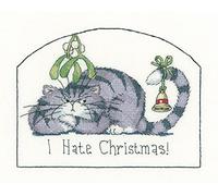 Heritage Crafts Cross Stitch Kit - Cats Rule, I Hate Christmas