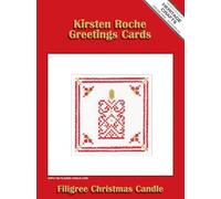 Heritage Crafts Cross Stitch Kit - Christmas Card, Filigree Candle Sparkling Red & Gold - Kirsten Roche