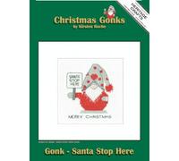 Heritage Crafts Cross Stitch Kit - Christmas Card, Gonk - Santa Stop Here - Kirsten Roche