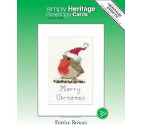 Heritage Crafts Cross Stitch Kit - Festive Rowan Robin Card - Counted Cross Stitch Christmas Card Kit