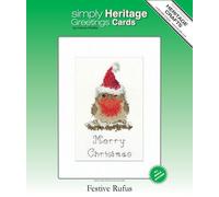 Heritage Crafts Cross Stitch Kit - Festive Rufus Robin Card - Counted Cross Stitch Christmas Card Kit