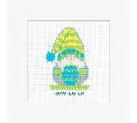 Heritage Crafts Cross Stitch Kit - Greetings Card, Gonk - Easter Egg Green - Kirsten Roche