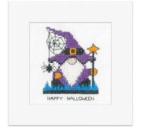 Heritage Crafts Cross Stitch Kit - Halloween Card, Gonk Wizard