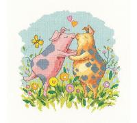 Heritage Crafts Cross Stitch Kit - Hogs and Kisses - 14 Count Aida
