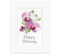 Heritage Crafts Cross Stitch Kit - John Clayton Orchid Greetings Card - Counted Cross Stitch Birthday Card Kit