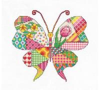 Heritage Crafts Cross Stitch Kit - Patchwork Butterfly by Michaela Learner - 14 Count Aida
