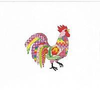 Heritage Crafts Cross Stitch Kit - Patchwork Cockerel by Michaela Learner - 14 Count Aida