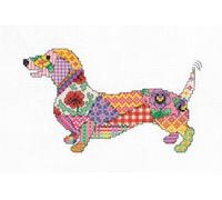 Heritage Crafts Cross Stitch Kit - Patchwork Dog by Michaela Learner - 14 Count Aida