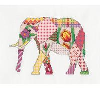 Heritage Crafts Cross Stitch Kit - Patchwork Elephant by Michaela Learner - 14 Count Aida