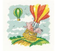 Heritage Crafts Cross Stitch Kit - Pigs Might Fly - 14 Count Aida