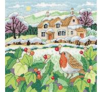 Heritage Crafts Cross Stitch Kit - Snowy Cottage - Karen Carter Collection