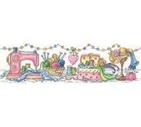 Heritage Crafts Cross Stitch Kit - The Sewing Room (Aida),multicoloured,37.5 x 10cm