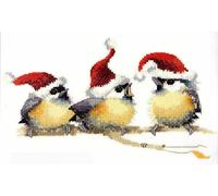 Heritage Crafts Cross Stitch Kit - Trios - Festive Chicks, Christmas