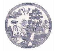 Heritage Crafts Cross Stitch Kit - Willow Pattern Plate - Aida