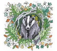 Heritage Crafts Cross Stitch Kit - Woodland Creatures - Badger
