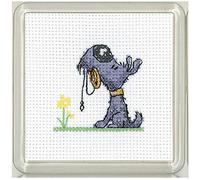 Heritage Crafts Golden Years Cross Stitch Coaster Kit - Walkies