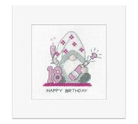 Heritage Crafts Gonk - 18th Birthday Card - Female Cross Stitch Greeting Card Kirsten Roche Gonks