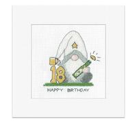 Heritage Crafts Gonk - 18th Birthday Card - Male Cross Stitch Greeting Card Kirsten Roche Gonks