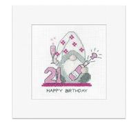 Heritage Crafts Gonk - 21st Birthday Card - Female Cross Stitch Greeting Card Kirsten Roche Gonks