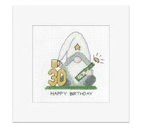 Heritage Crafts Gonk - 30th Birthday Card Male Cross Stitch Greeting Card Kirsten Roche Gonks