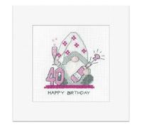 Heritage Crafts Gonk - 40th Birthday Card - Female Cross Stitch Greeting Card Kirsten Roche Gonks