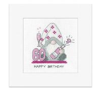 Heritage Crafts Gonk - 60th Birthday Card - Female Cross Stitch Greeting Card Kirsten Roche Gonks
