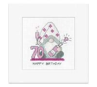 Heritage Crafts Gonk - 70th Birthday Card - Female Cross Stitch Greeting Card Kirsten Roche Gonks