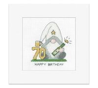 Heritage Crafts Gonk - 70th Birthday Card Male Cross Stitch Greeting Card Kirsten Roche Gonks