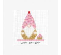 Heritage Crafts Gonk - Birthday Cupcake Cross Stitch Greeting Card