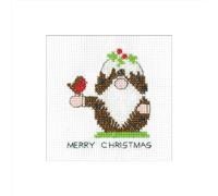 Heritage Crafts Gonk - Christmas Pudding and Robin - Counted Cross Stitch Christmas Card kit by Kirsten Roche