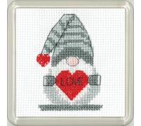 Heritage Crafts Gonk Coaster Cross Stitch Kit - Gonk Love Coaster - Kirsten Roche Designs