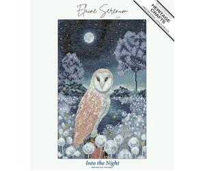 Heritage Crafts Into The Night (Owl) Counted Cross Stitch Aida Kit Elaine Serenum