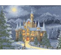 Heritage Crafts John Clayton Cross Stitch Kit - Christmas Fairytale Castle - 14ct Aida